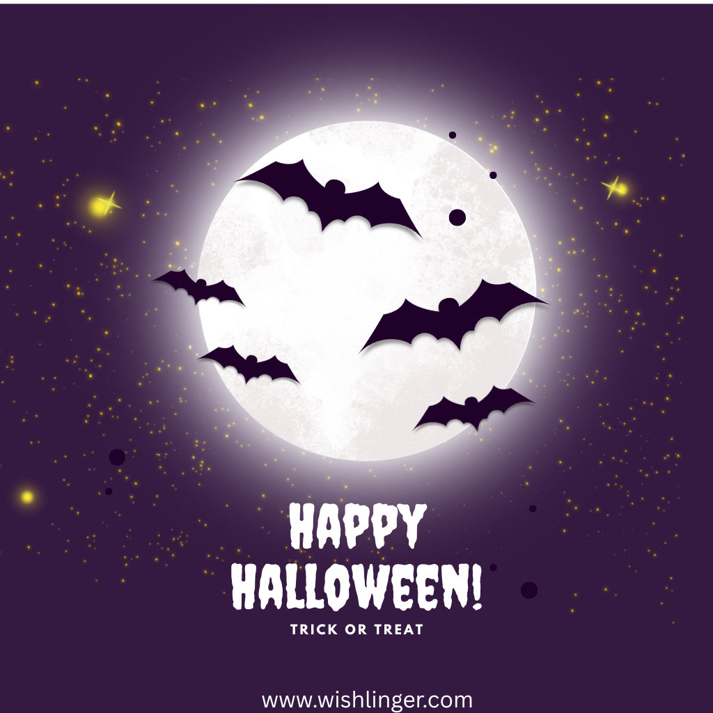 moon and bats happy halloween trick or treat poster